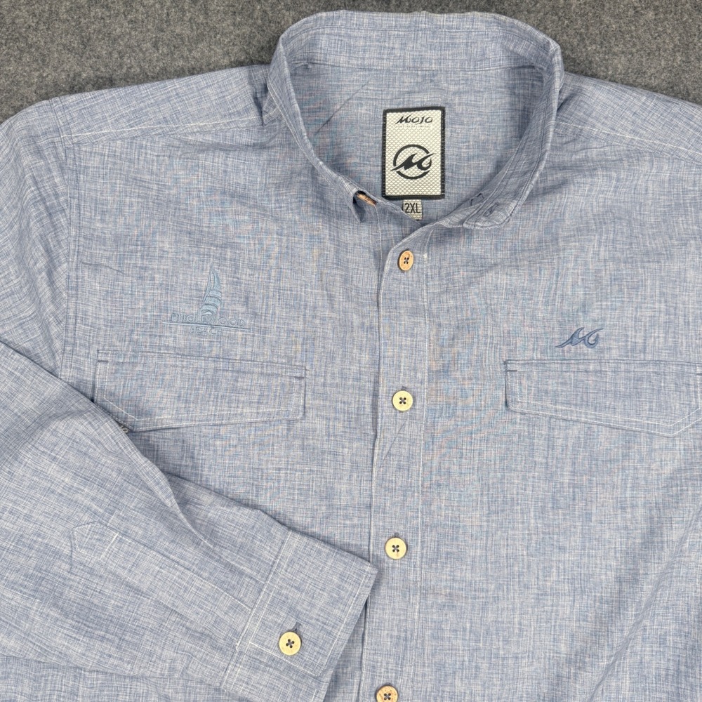 Mojo Sportswear 2XL Blue Englewood Beach Fishing Shirt Long Sleeve Button Up